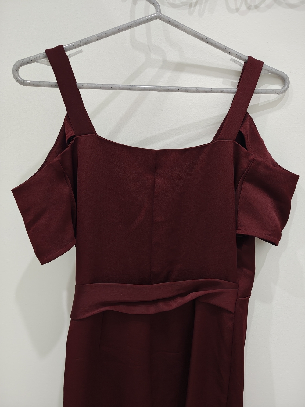 All Saints "Cadia" One-Shoulder Wrap Sheath Dress in Merlot - Picture 6 of 9